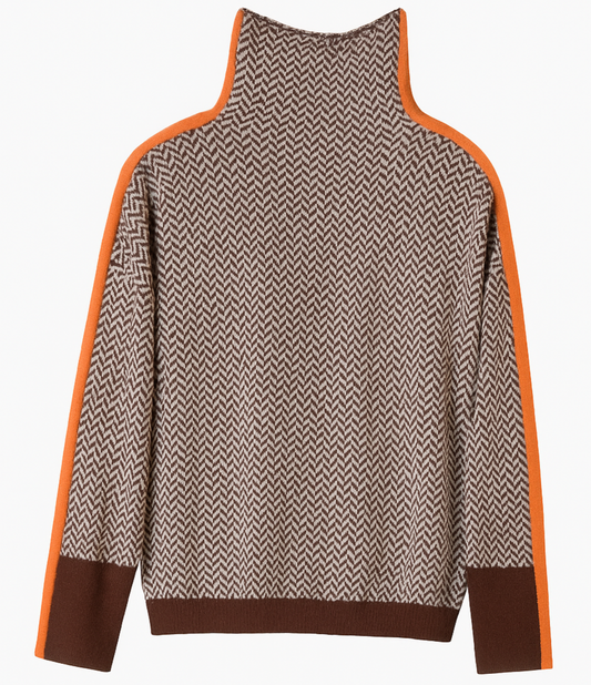 Sweter Armina z golfem i pomarańczowym detalem | Elegancja z charakterem