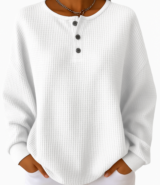 Sweter Henley Liva z guzikami | Kolor i wygoda