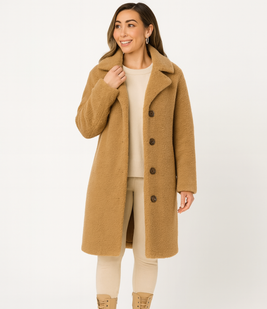 Długa kurtka teddy damska | Miękkość i ciepło