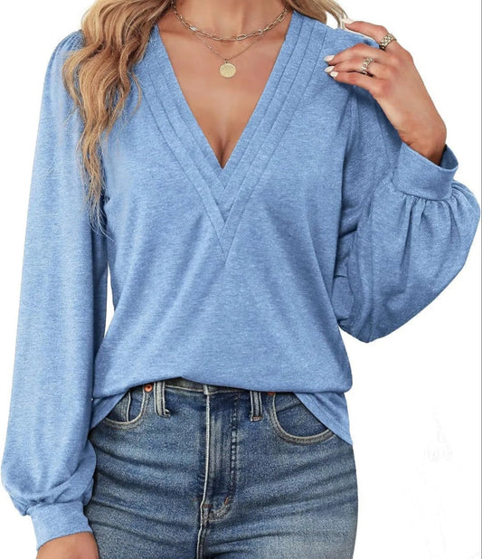 Top Nevina z dekoltem w serek i luźnymi rękawami | Swobodna elegancja