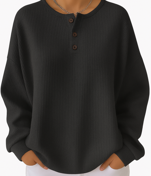 Sweter Henley Liva z guzikami | Kolor i wygoda