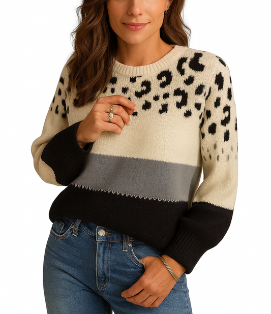 Sweter damski w panterkę | casual i elegancki