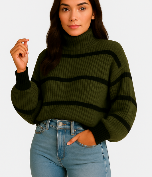 Sweter z golfem, dzianinowy | Klasyka i ciepło