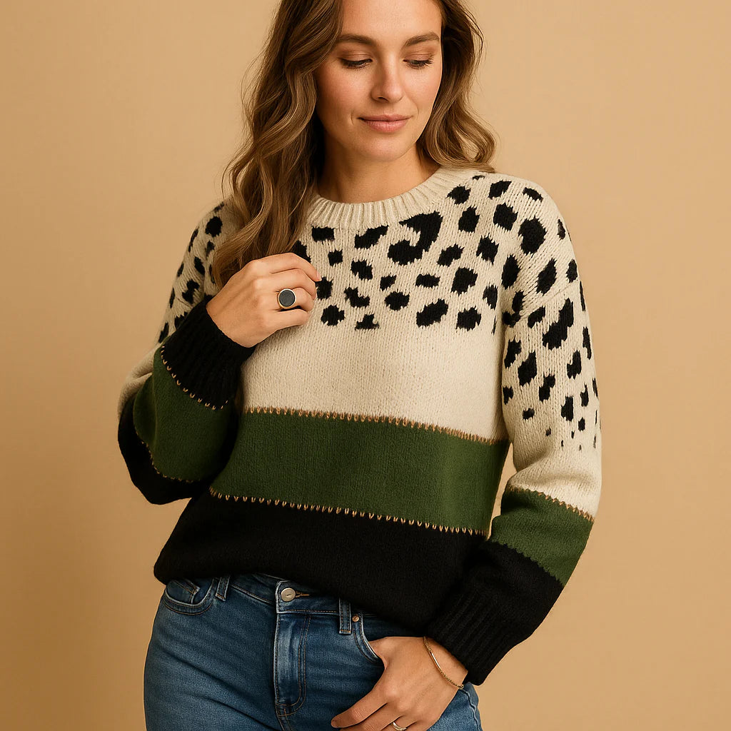 Sweter damski w panterkę | casual i elegancki