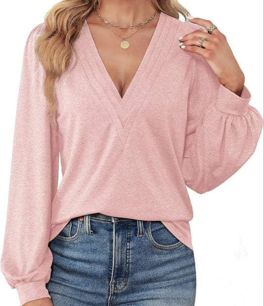 Top Nevina z dekoltem w serek i luźnymi rękawami | Swobodna elegancja